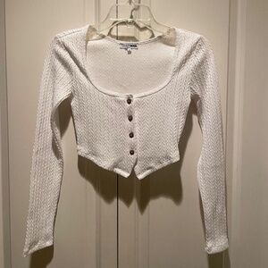 White Crop Cardigan